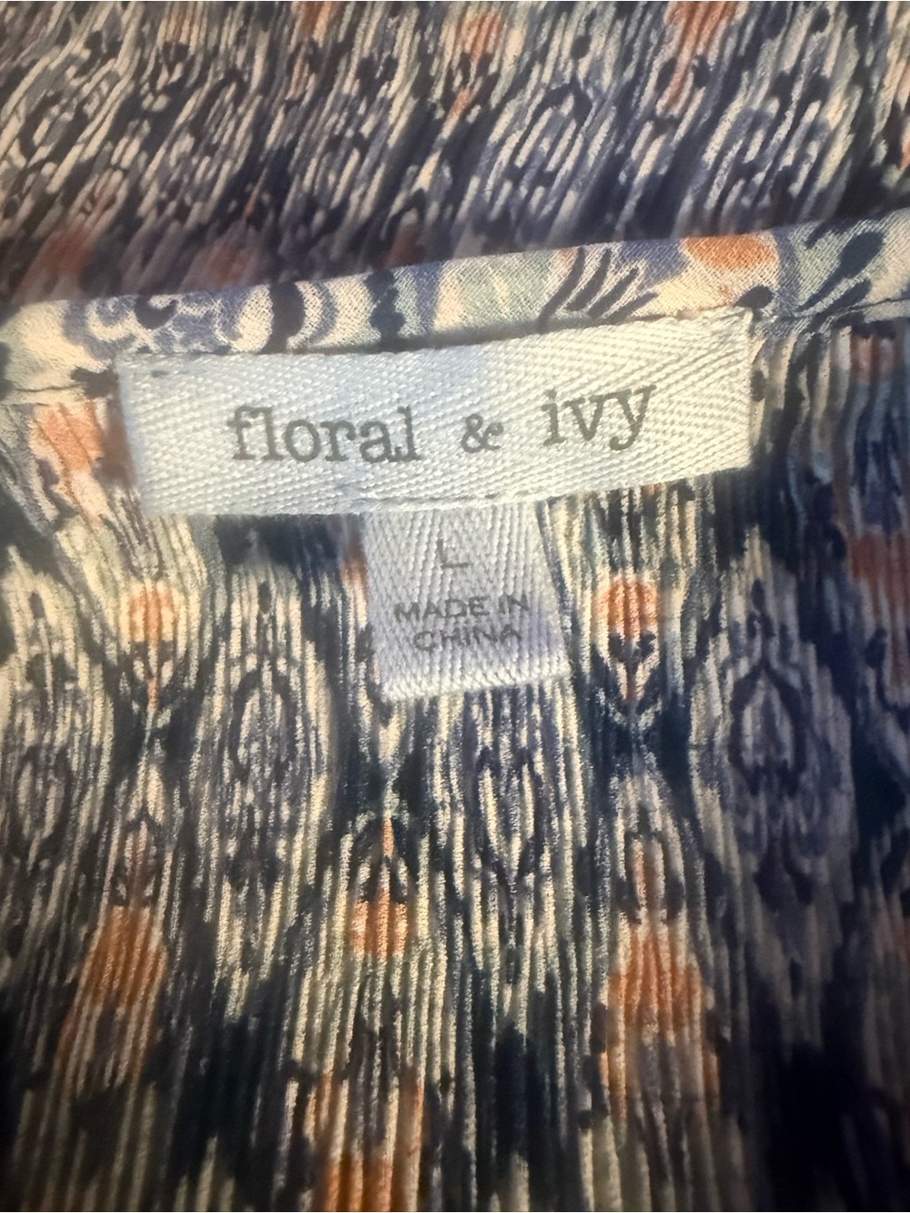 Floral & Ivy Boho Smocked Keyhole Peasant Blouse L - Picture 6 of 8